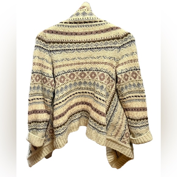 Anthro Sleeping On Snow Cardigan M Fair isle Knit Cottage Grandmacore Waterfall - Picture 3 of 16